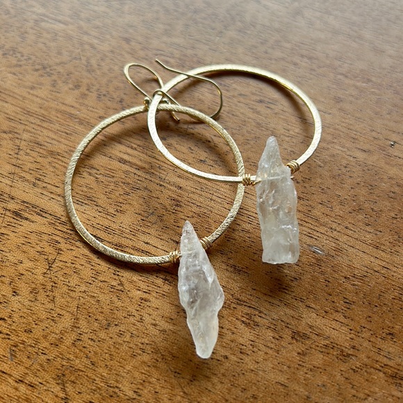 White Crystal Hoop Earrings - Picture 1 of 2